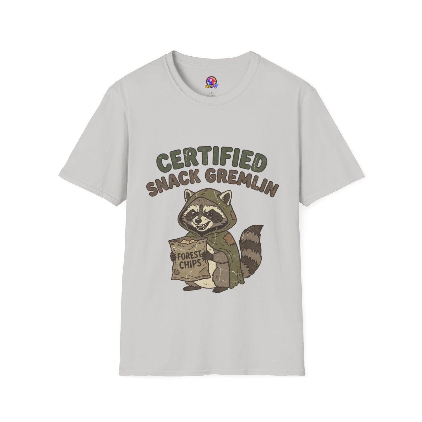 Certified Snack Gremlin T-Shirt — Funny Raccoon Snack Lover Tee