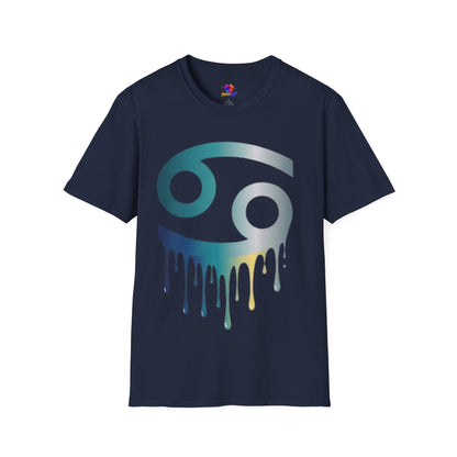 Cancer Zodiac T‑Shirt — Dripping Gradient Astrology Tee (Cancer Symbol)