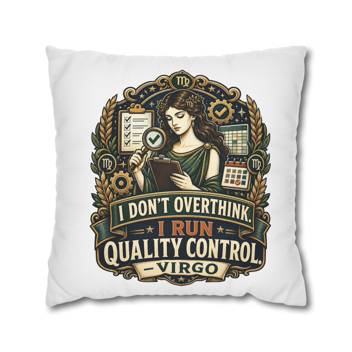 Virgo Quality Control Pillowcase — “I Don't Overthink, I Run Quality Control” Astrology Throw Pillowcase