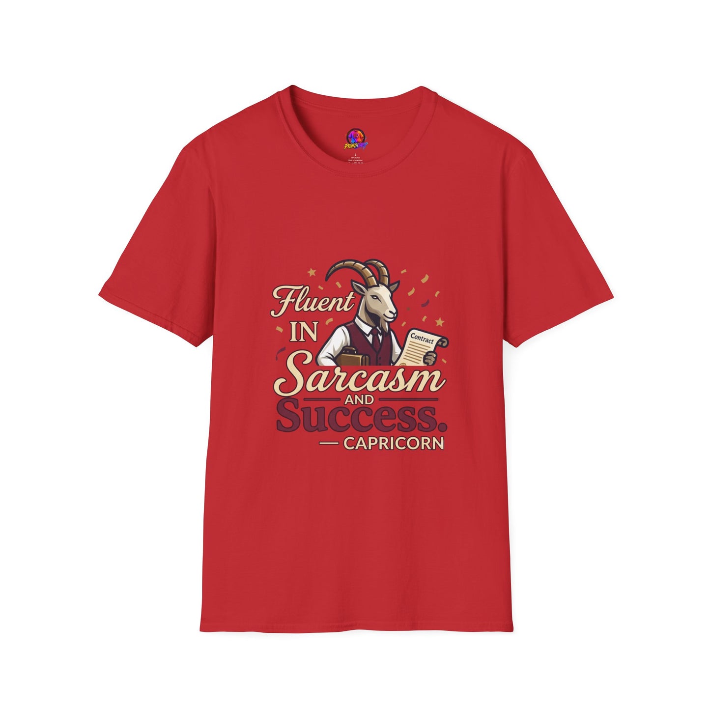 Capricorn Goat Graphic T-Shirt — "Fluent in Sarcasm & Success" Zodiac Tee