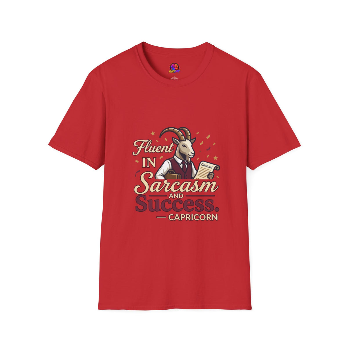 Capricorn Goat Graphic T-Shirt — "Fluent in Sarcasm & Success" Zodiac Tee