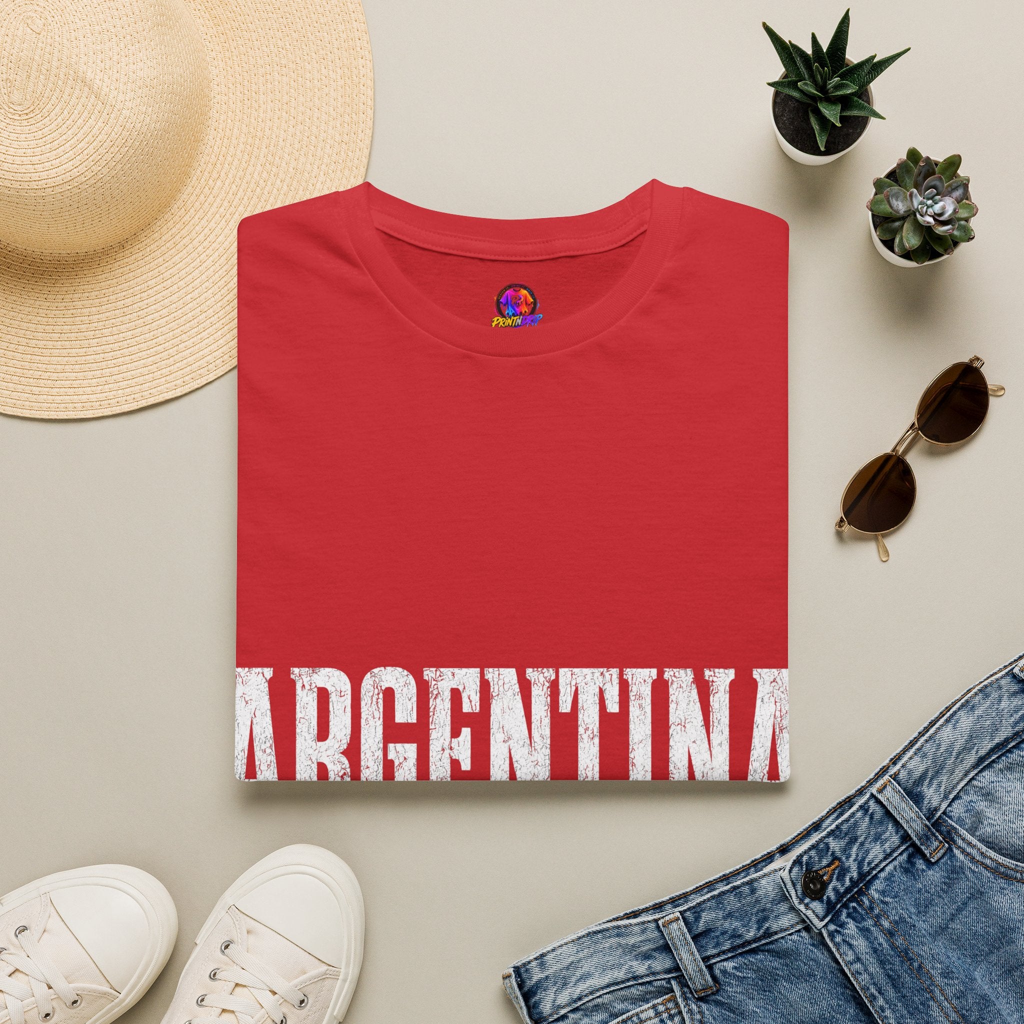Argentina Graphic T-Shirt — Retro Flag Stripe Football Soccer Tee