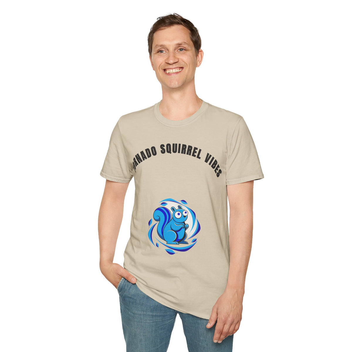 T-Shirt — "Tornado Squirrel Vibes" Graphic Tee | Cute Whimsical Squirrel Swirl Design - Trending Now - September 2026