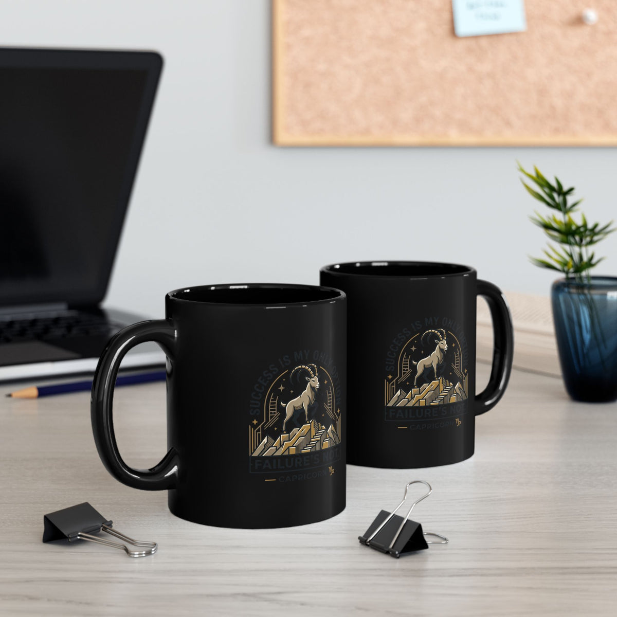 Capricorn Zodiac Mug – 'Failure Is My Only Option' Black Coffee Cup