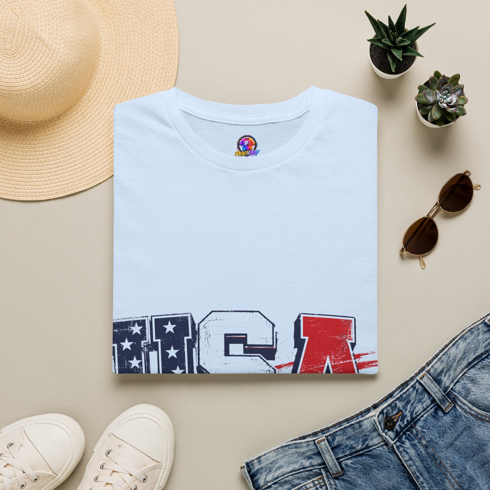 USA Flag Graphic T-Shirt — Patriotic Red White & Blue Tee