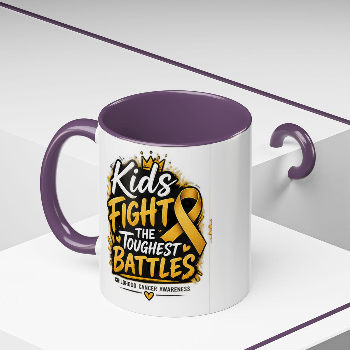 Kids Fight The Toughest Battles Accent Coffee Mug — Childhood Cancer Awareness 11/15oz