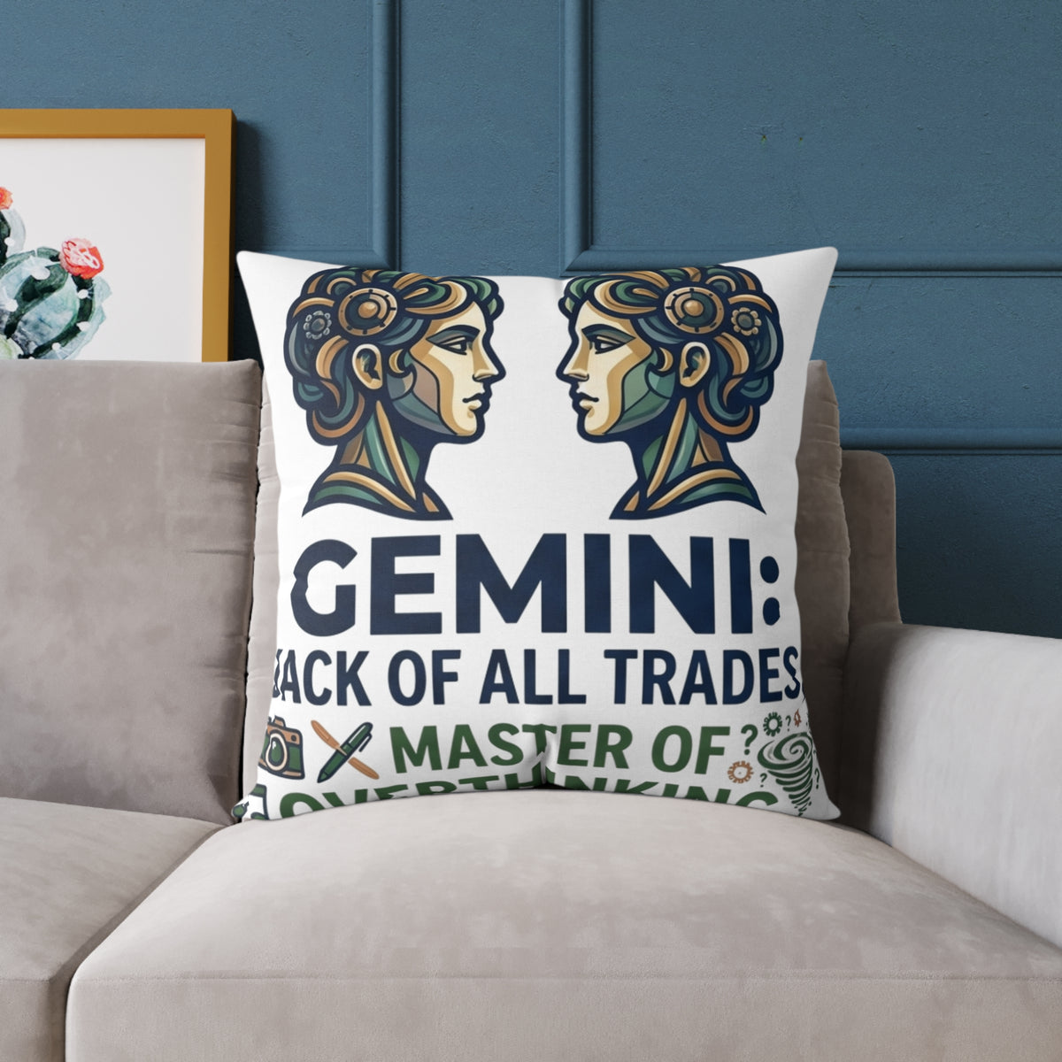 Gemini Zodiac Jack Of All Trades Square Poly Canvas Pillow