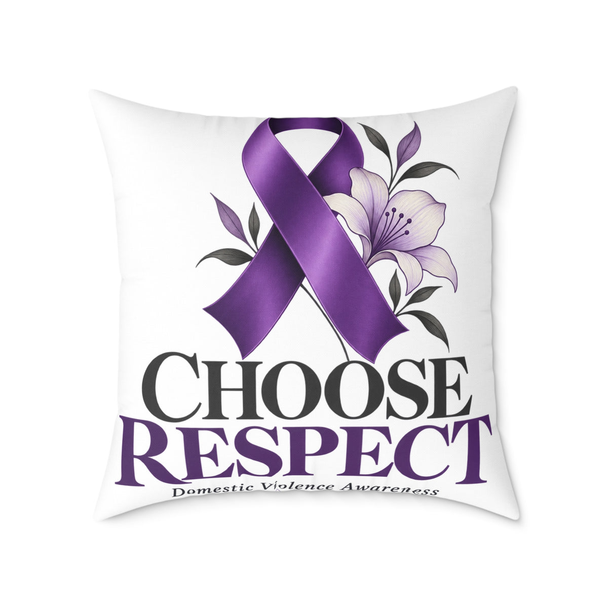 Choose Respect Purple Ribbon Throw Pillow - Domestic Violence Awareness Decor