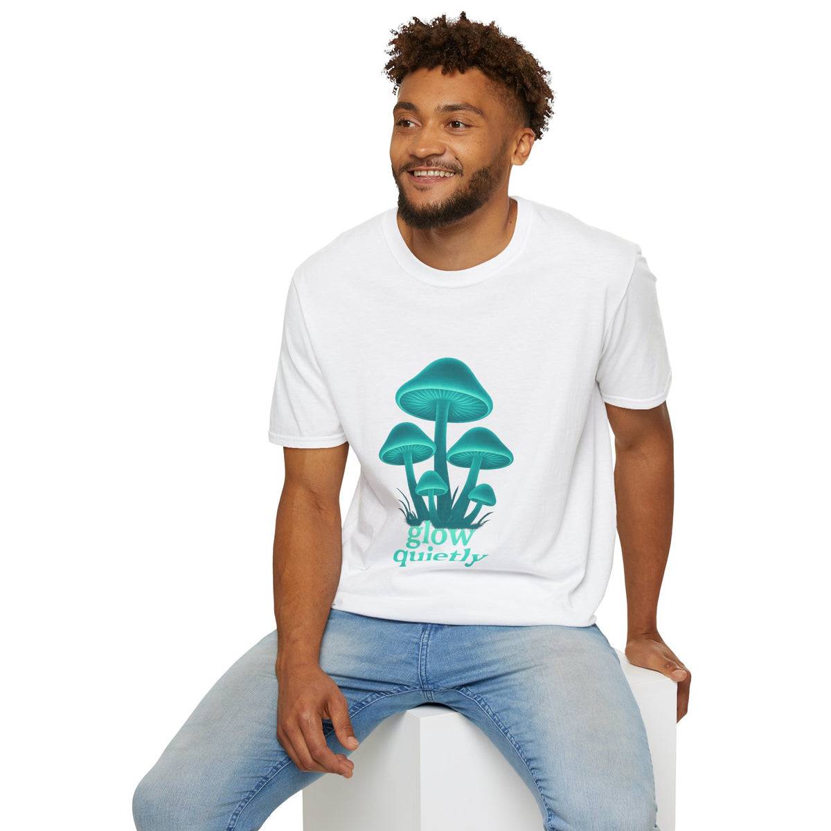 Mushroom Graphic T-Shirt — 'Grow Quietly' Teal Fungi Tee - Trending Now - August 2026