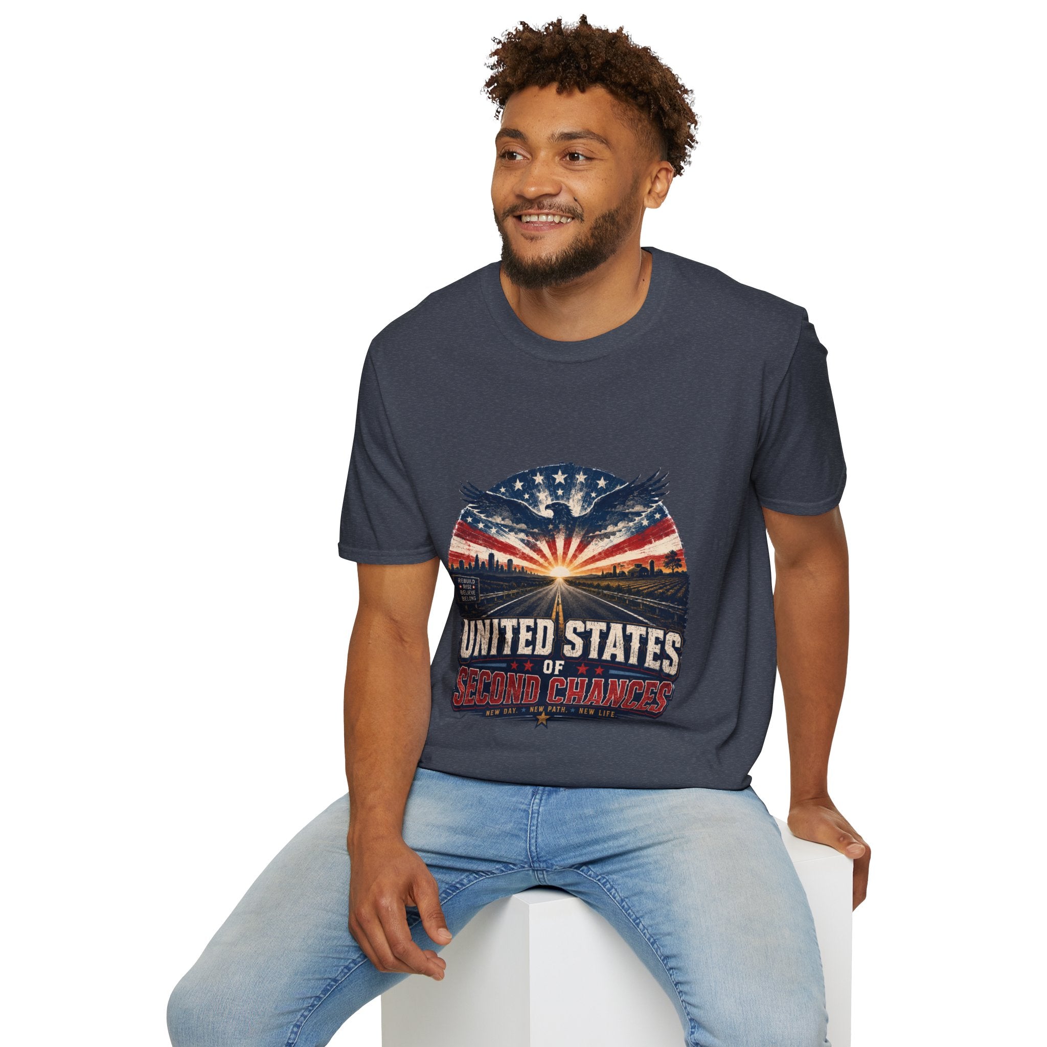 Patriotic Eagle T-Shirt — United States Skyline Vintage Flag Design