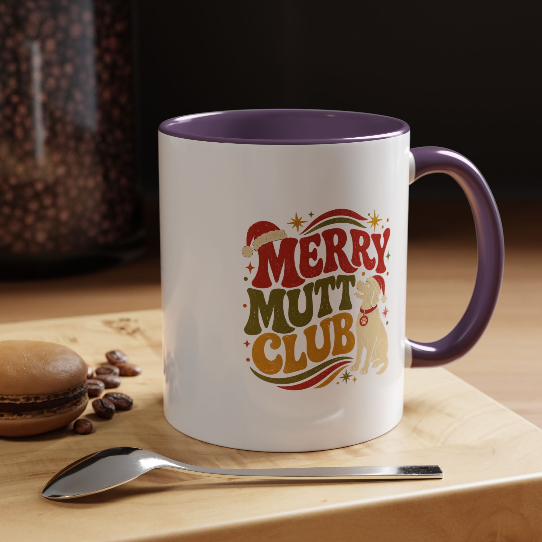 Modern Day Christmas Merry Mutt Club Accent Coffee Mug — Festive Dog Lover Holiday Gift