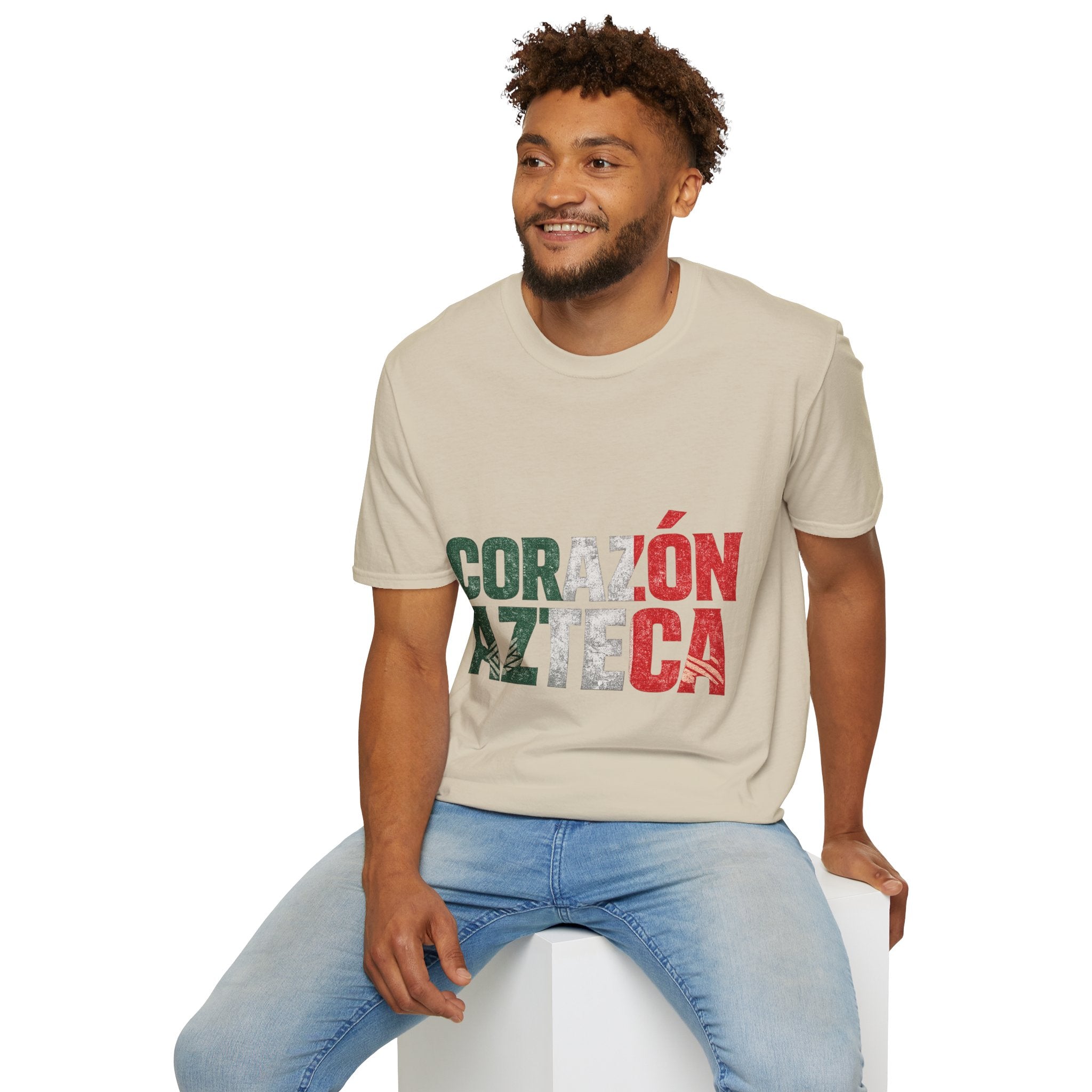 Mexico Corazón Azteca T-Shirt — Mexican Pride Flag Text Tee