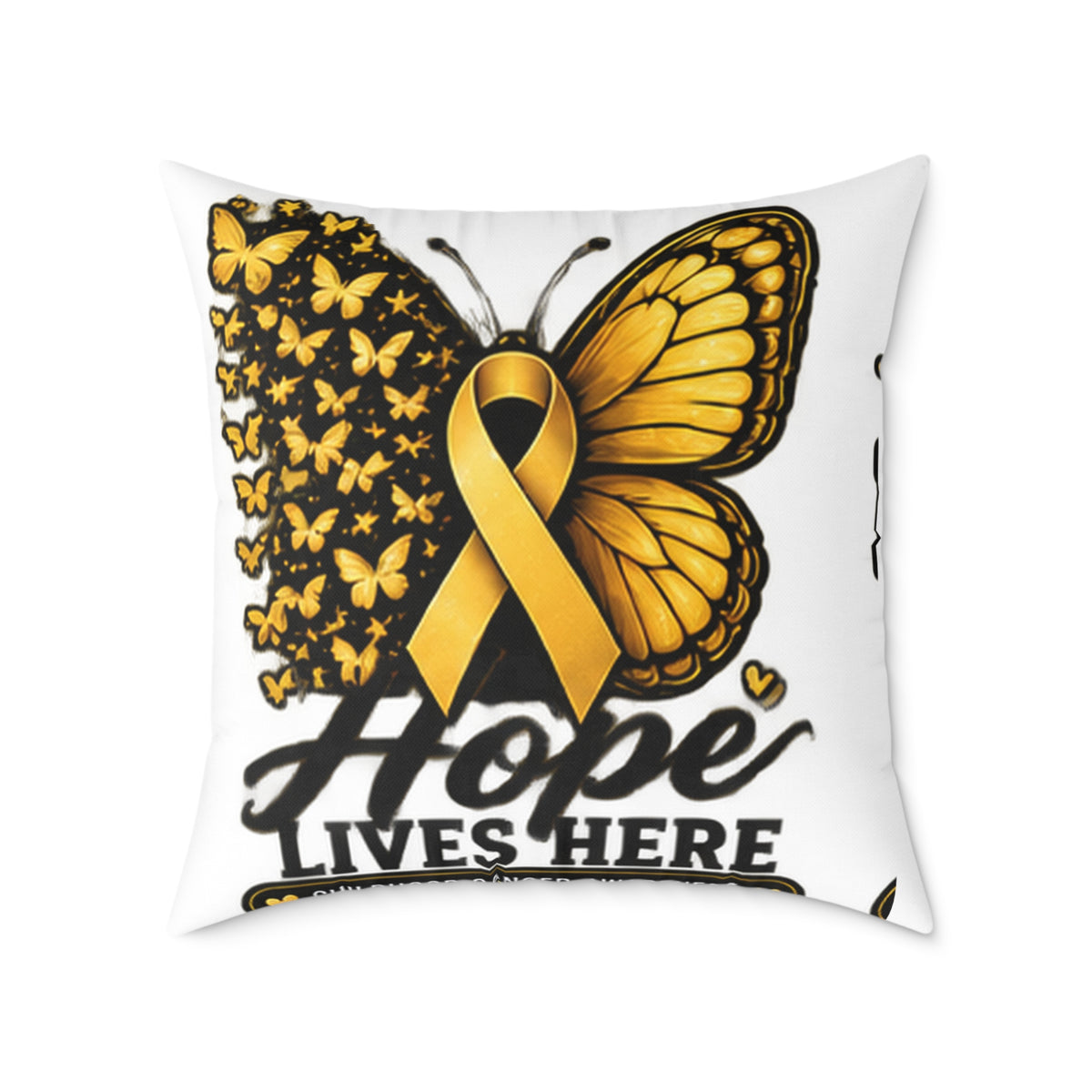 Childhood Cancer Hope Lives Here Butterfly Awareness Pillow