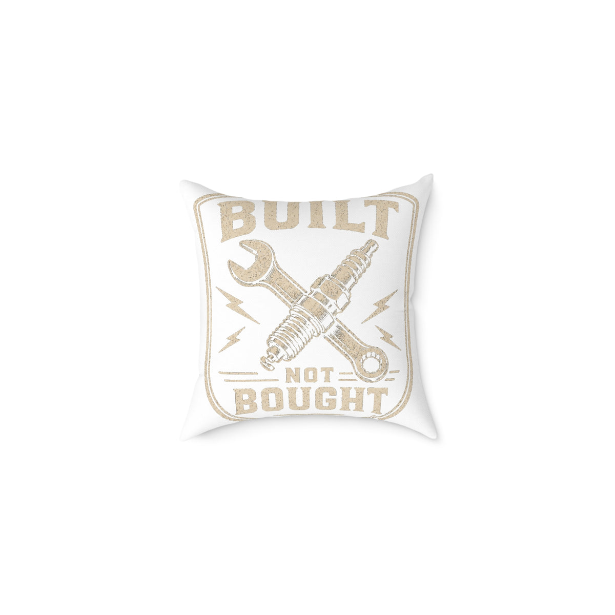 Built Not Bought Pillow Milo Bailey Dog Dad Mom — Automotive Wrench & Spark Plug Decorative Throw Pillow