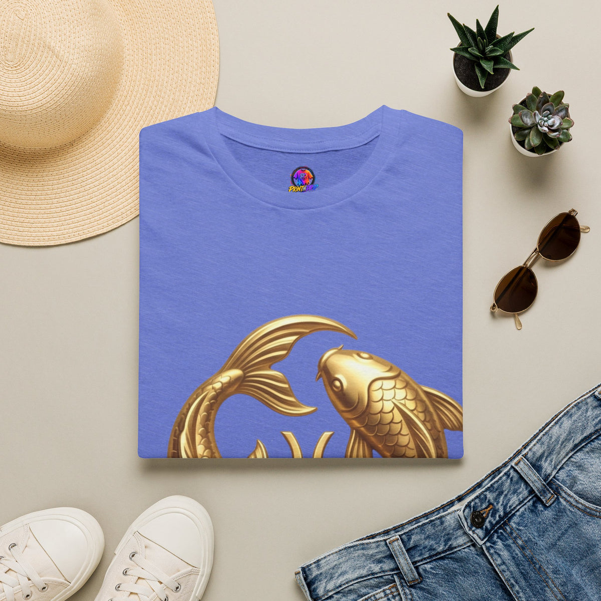 Pisces Gold Fish T-Shirt — Zodiac Symbol Astrology Tee