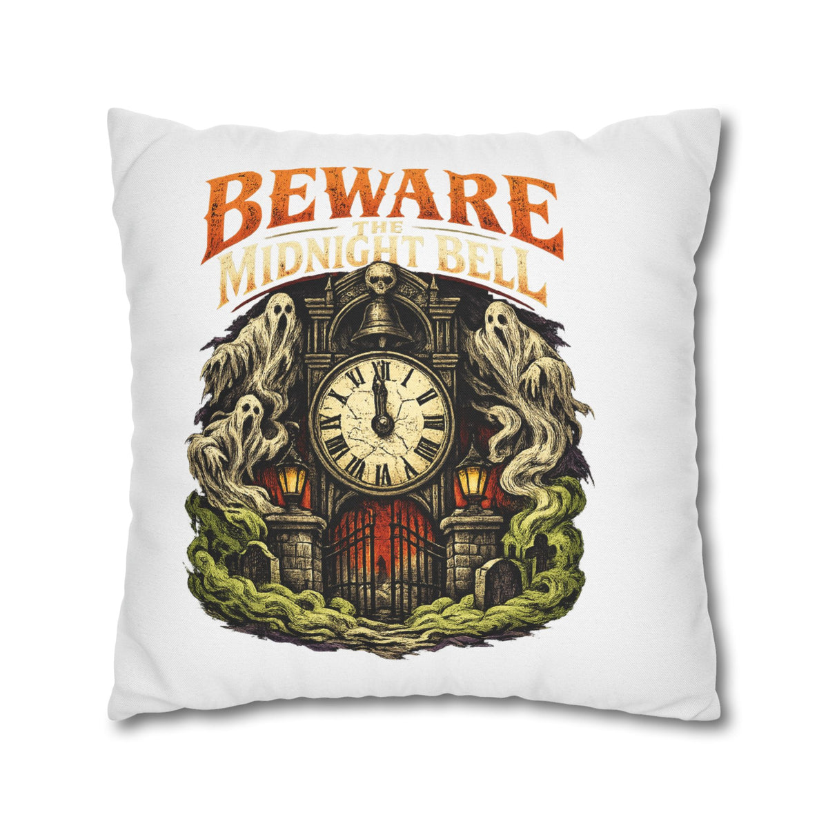 Halloween Beware Midnight Bell Decorative Pillowcase