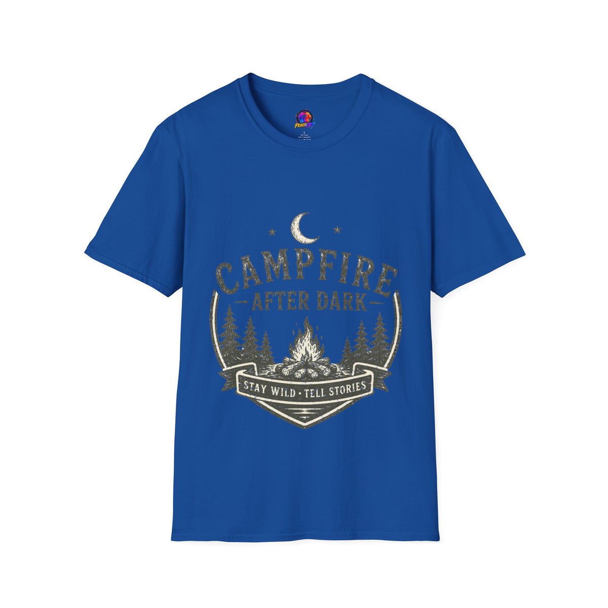 Campfire T-Shirt — "Campfire After Dark" Moonlit Camping Graphic