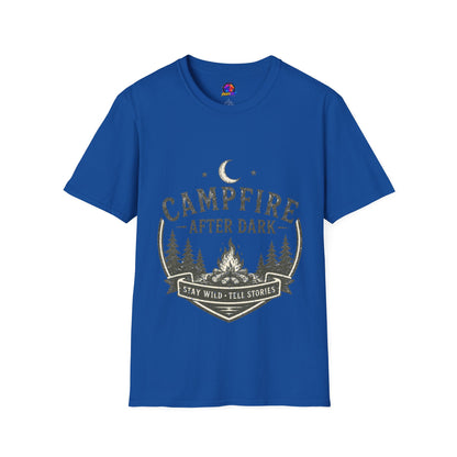 Campfire T-Shirt — "Campfire After Dark" Moonlit Camping Graphic