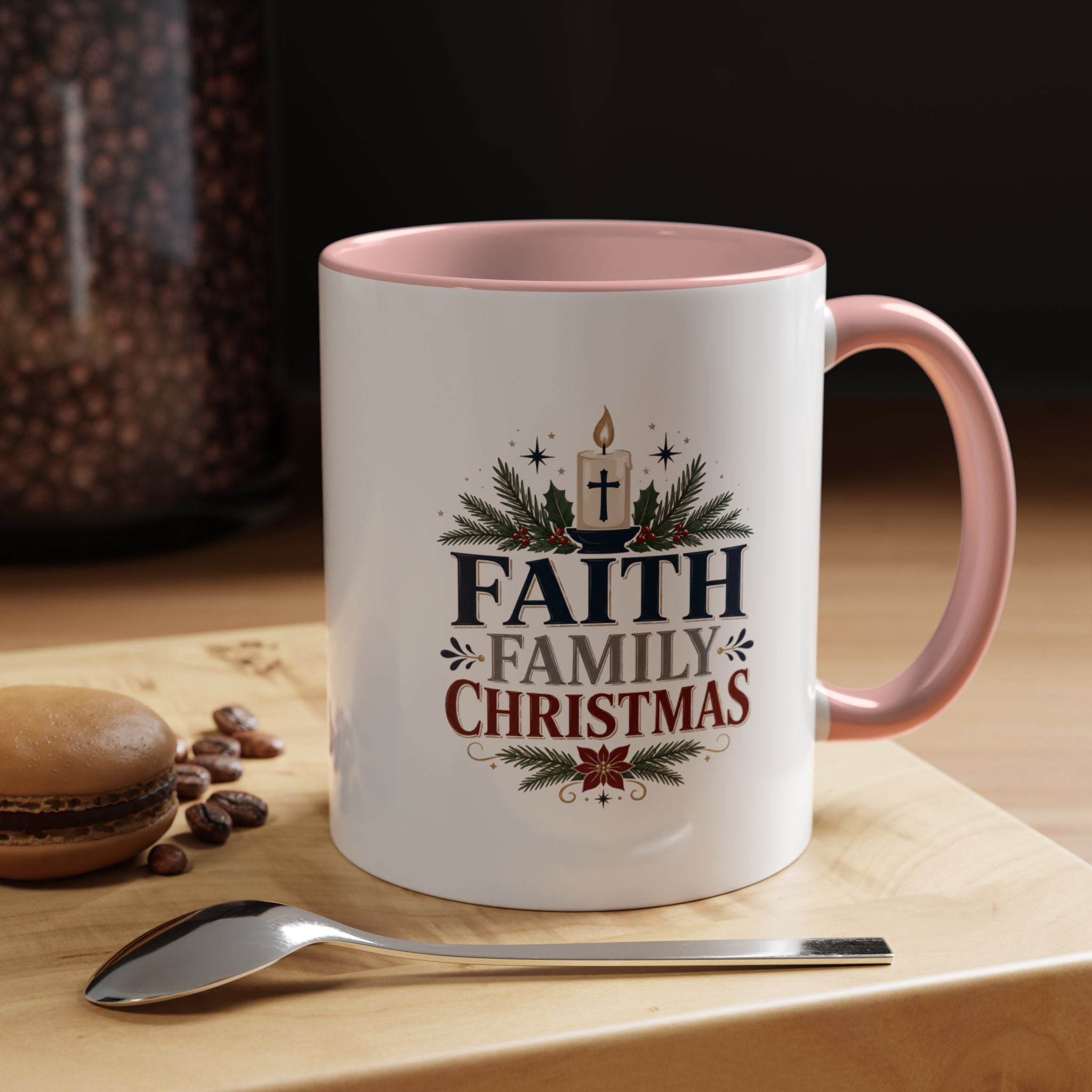 Christmas Faith • Family • Christmas Accent Coffee Mug — Holiday Religious Ceramic Mug