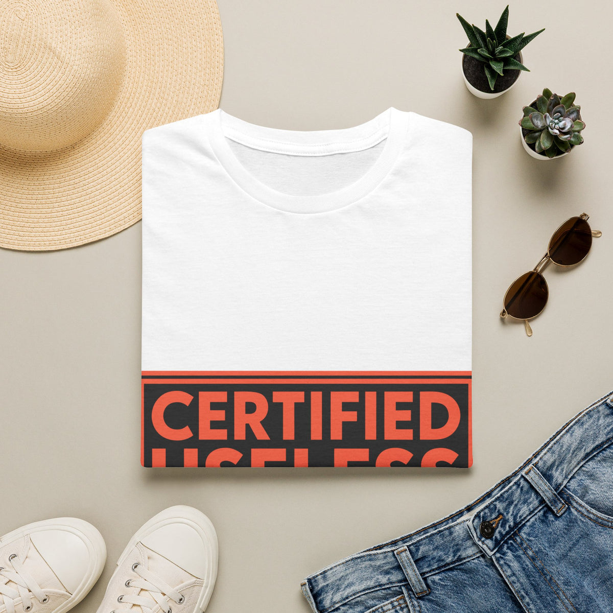 "Certified Useless Human" Red Box Tee | Sarcastic Warning Label T-Shirt - Trending Now - September 2026