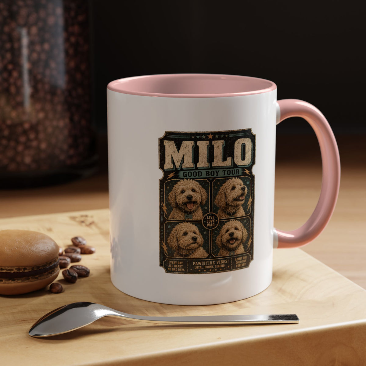 Milo Bailey Dog Dad Mom Personalized Milo Dog Coffee Mug — "Good Boy Tour" Accent Mug