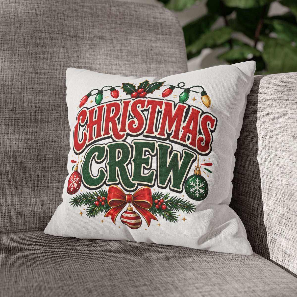 Christmas Crew Holiday Throw Pillowcase — Festive Decorative Cushion Cover