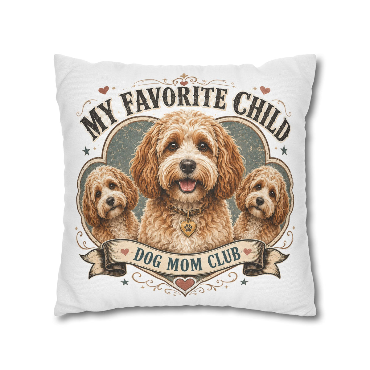 My Favorite Child Dog Mom Club Pillowcase  Milo Bailey Dog Dad Mom— Cute Doodle Pet Throw Pillow Cover