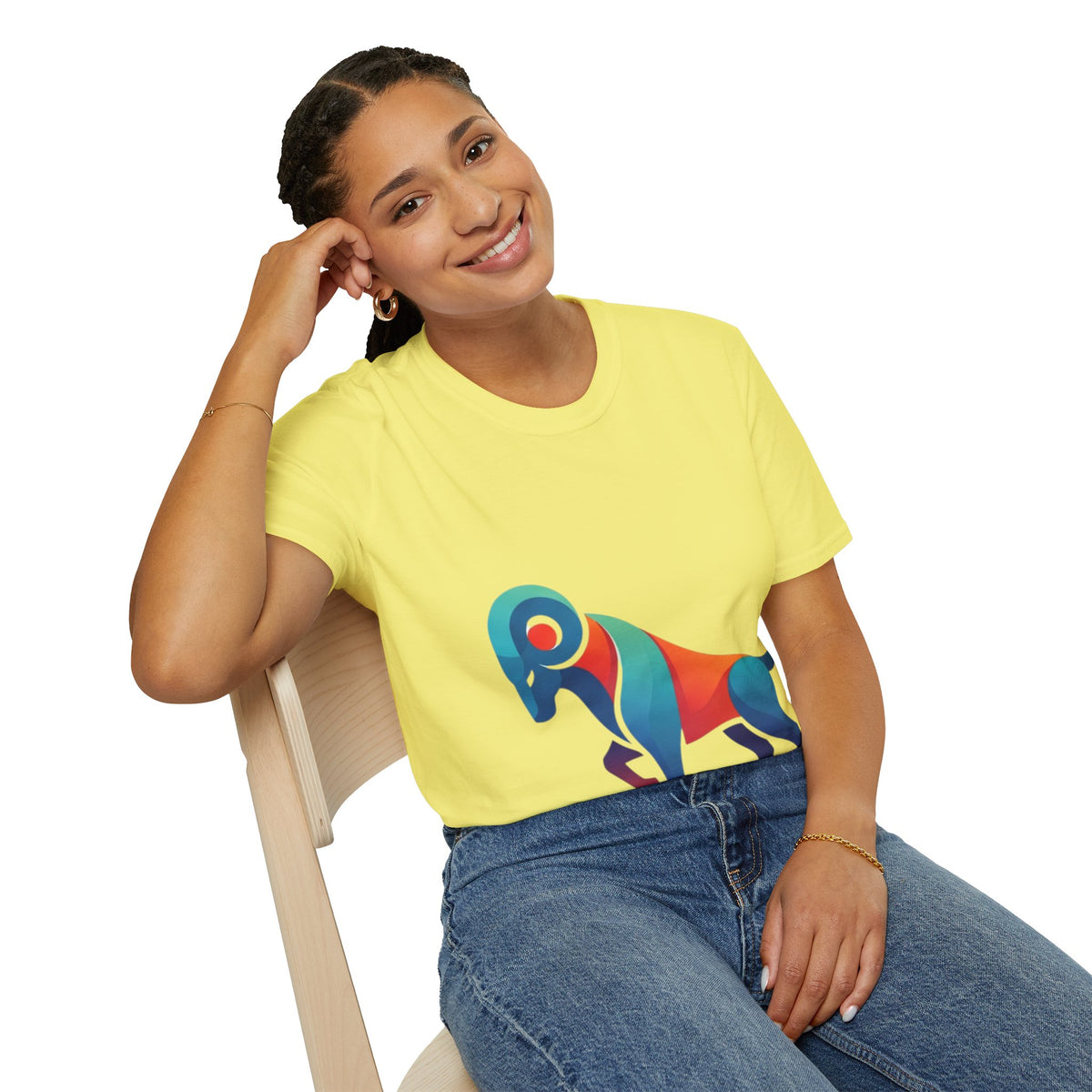 Ram Graphic T-Shirt — Colorful Geometric Sheep/Goat Art