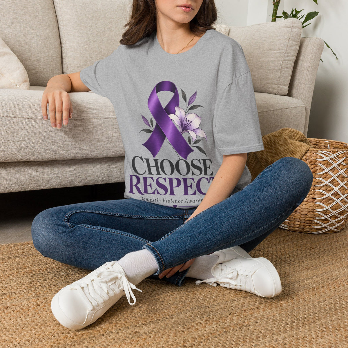Choose Respect Purple Ribbon T‑Shirt — Domestic Violence Awareness Tee
