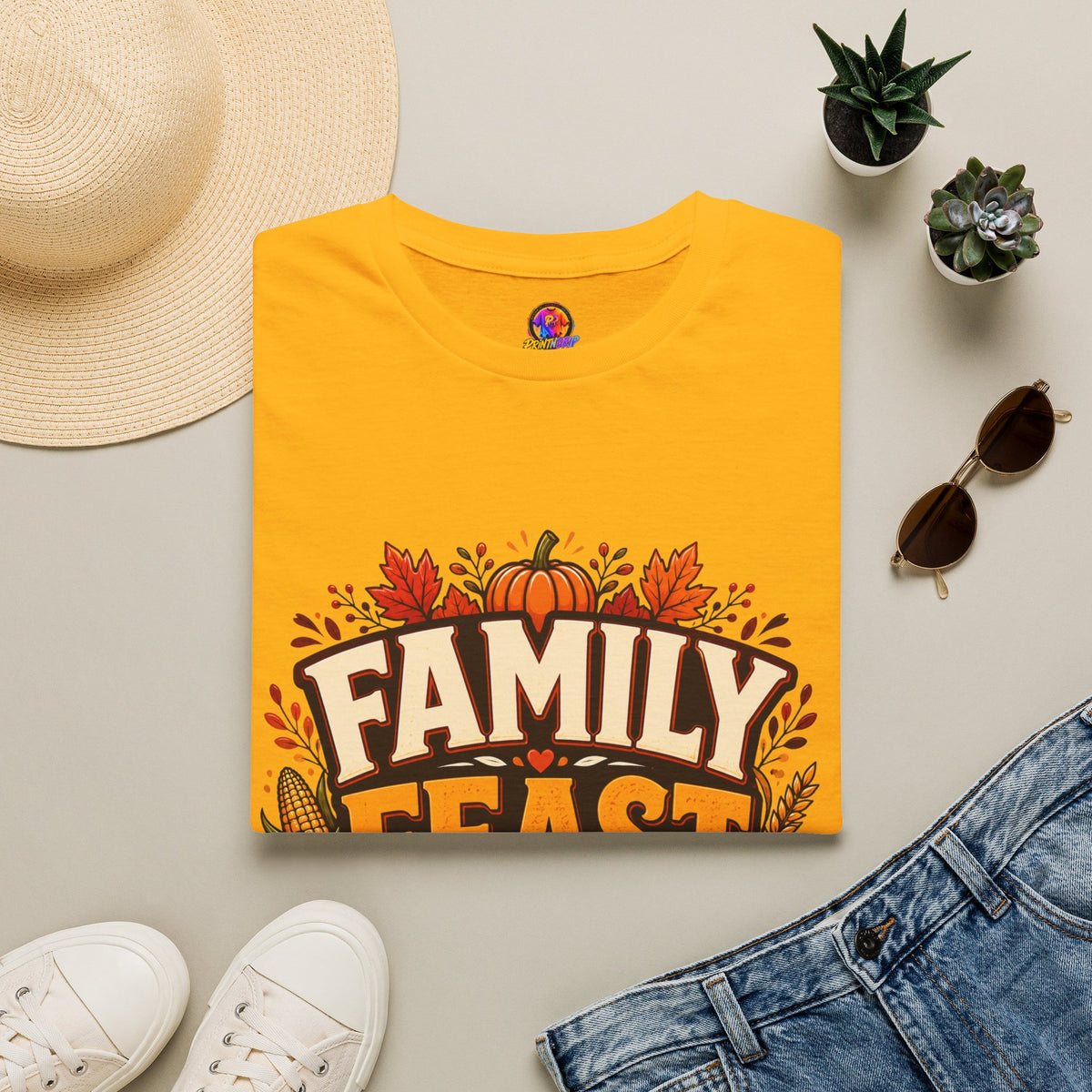 Thanksgiving T-Shirt Family Feast Squad T-Shirt — Thanksgiving Fall Harvest Tee