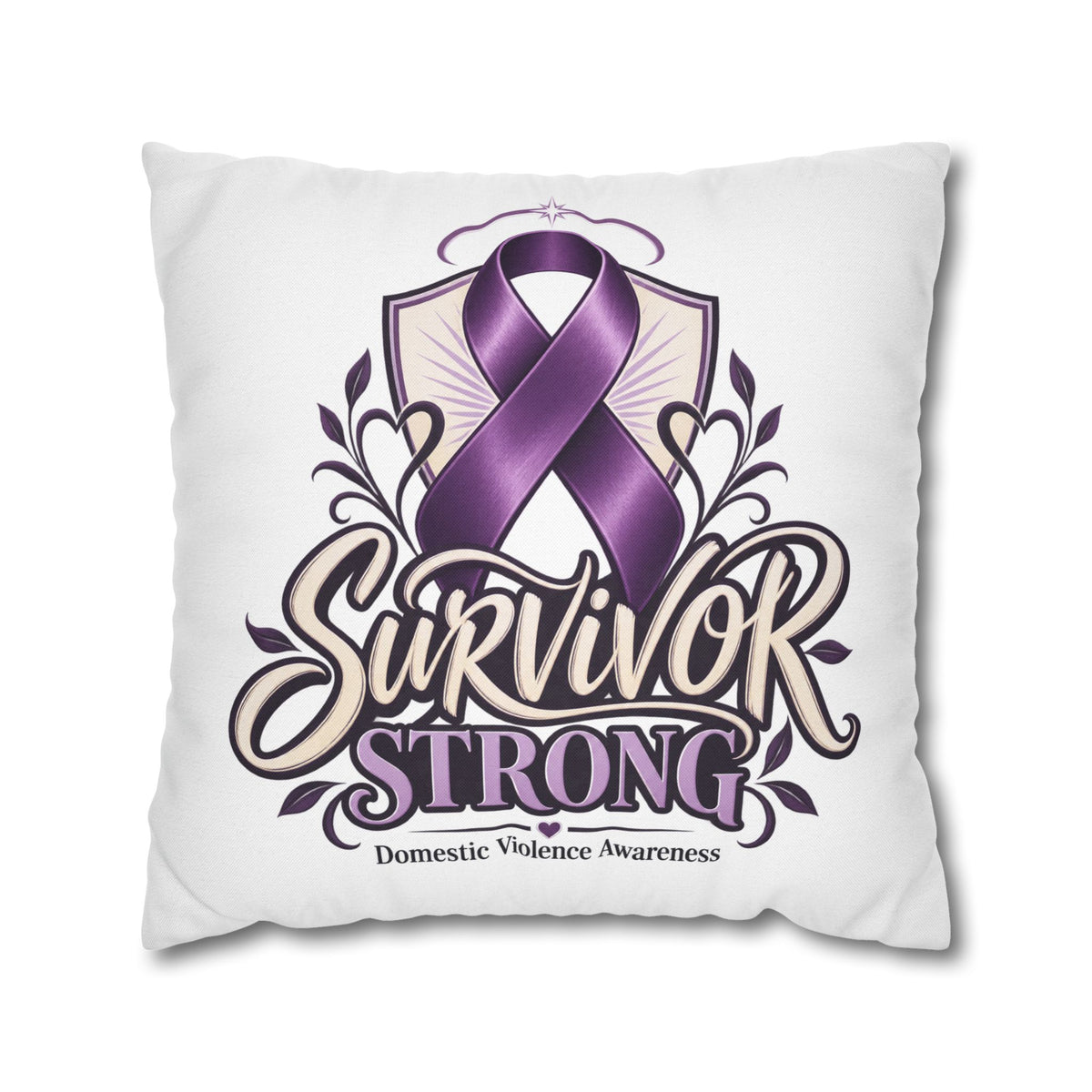 Survivor Strong Domestic Violence Awareness Square Pillowcase