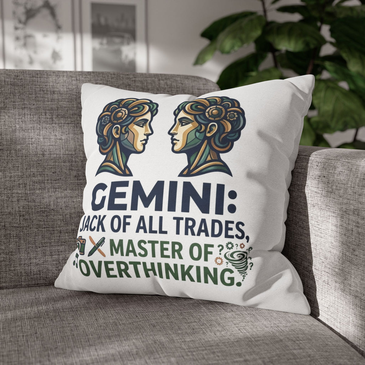Gemini Pillowcase – "Jack of All Trades, Master of Overthinking" Astrology Throw Pillow