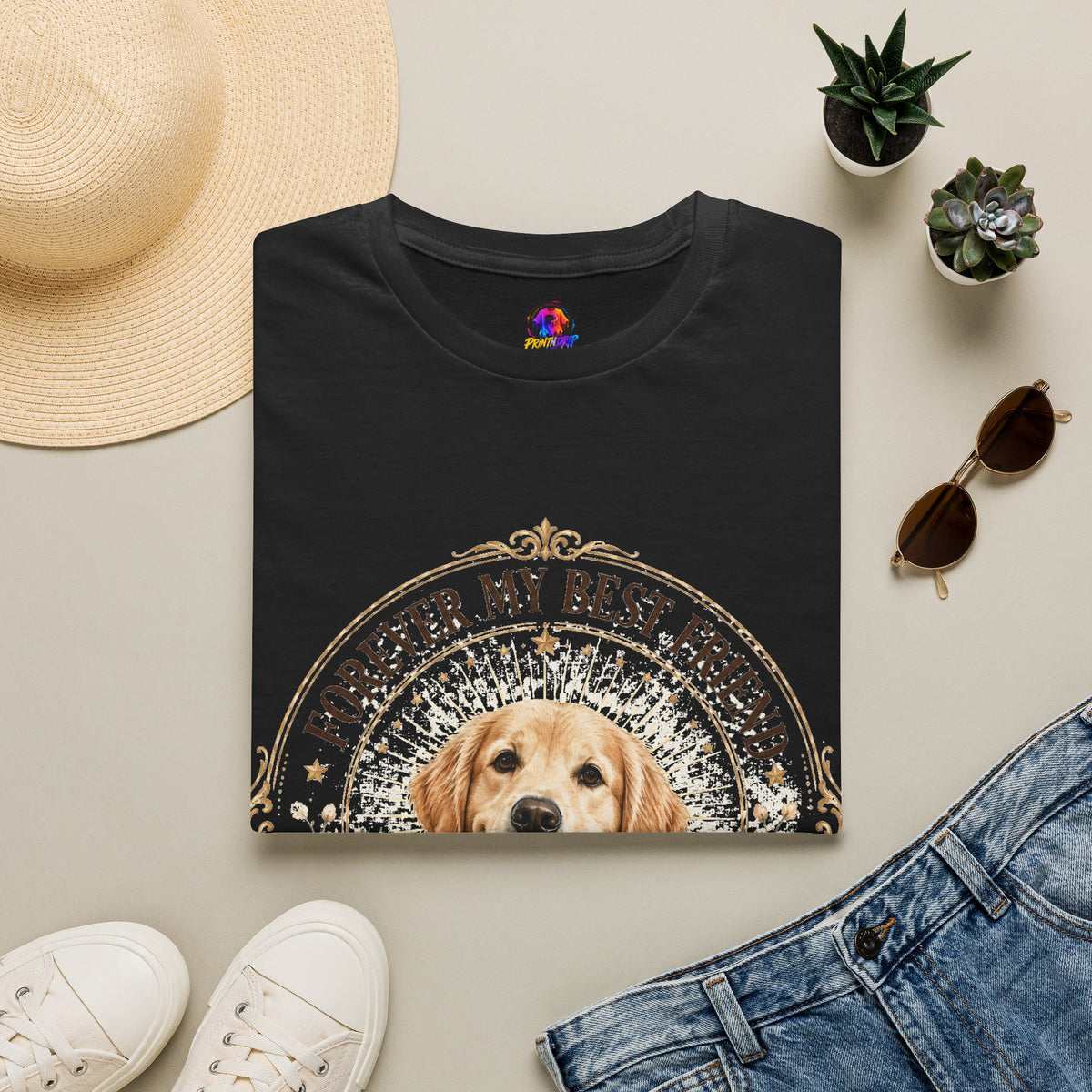 Forever My Best Friend Dog T-Shirt — Personalized Pet Name Golden Retriever Tee