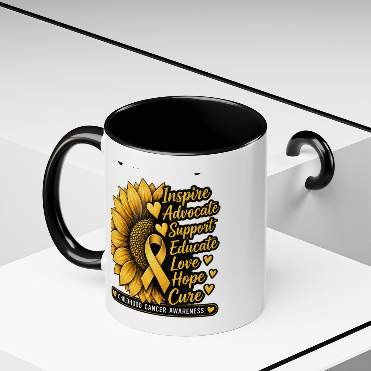 Childhood Cancer Awareness Sunflower Accent Coffee Mug (11/15oz)