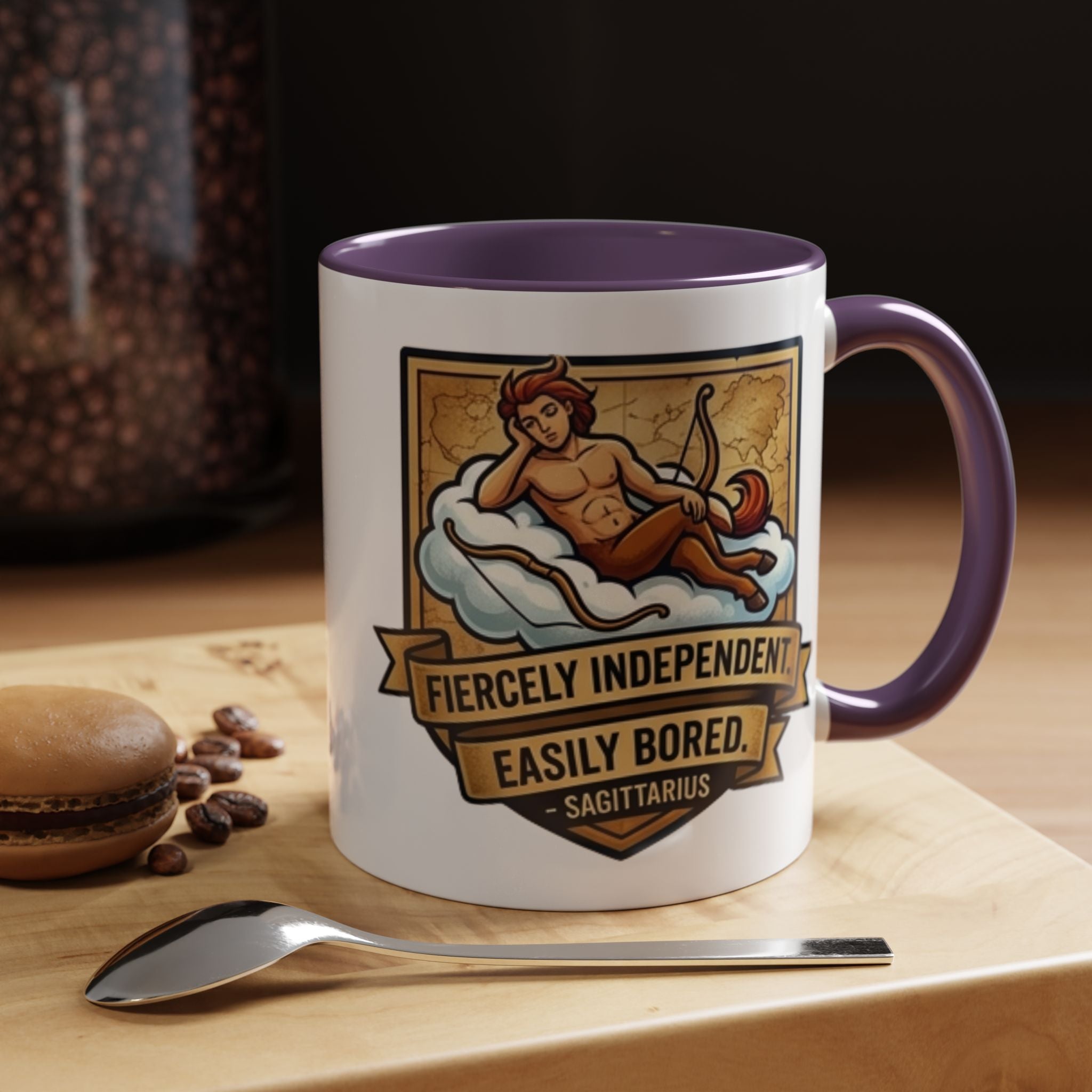 Sagittarius Coffee Mug — "Fiercely Independent, Easily Bored" Zodiac Accent Mug (11/15 oz)