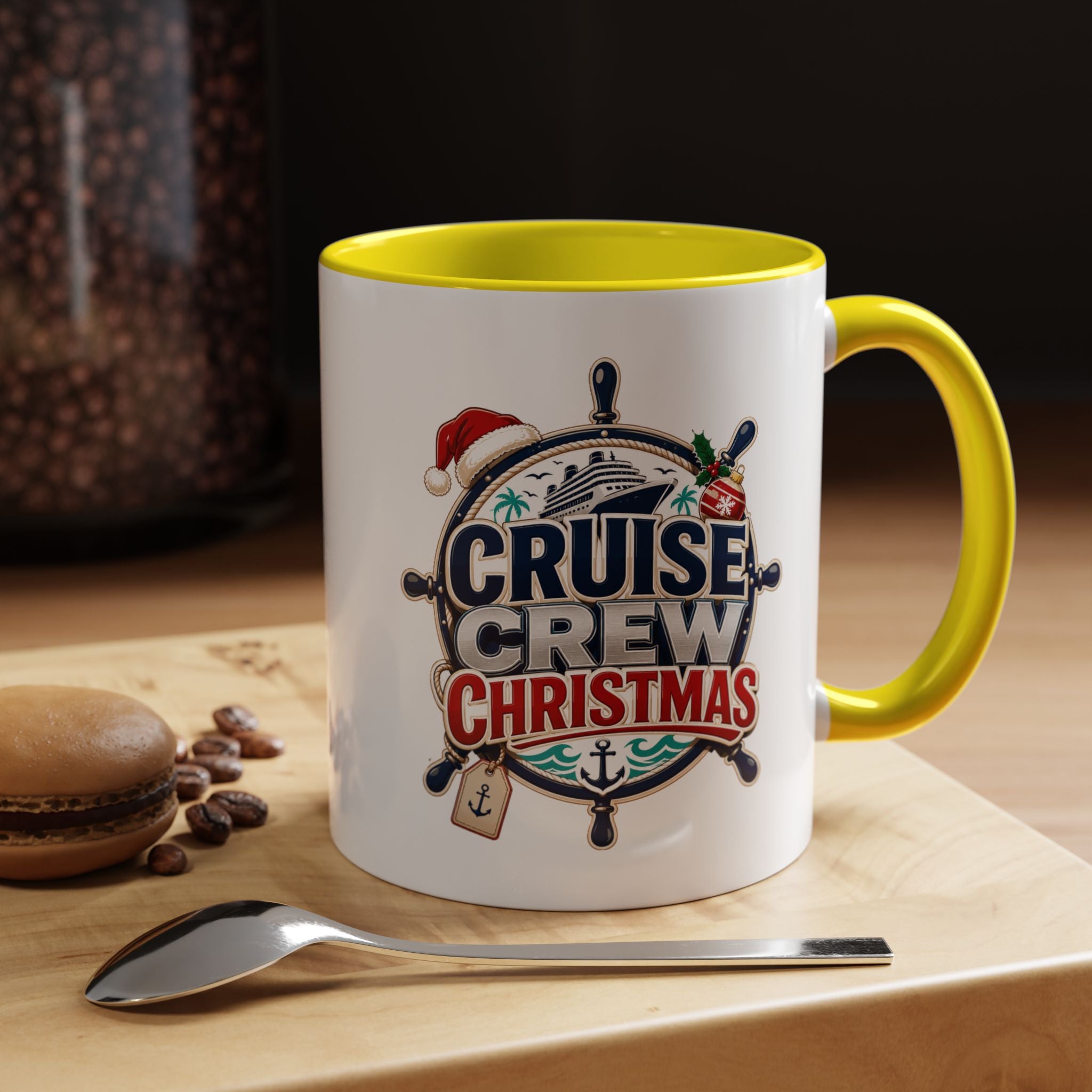 Modern Day Christmas  Cruise Crew Accent Coffee Mug - Holiday Nautical Travel Gift (11/15oz)