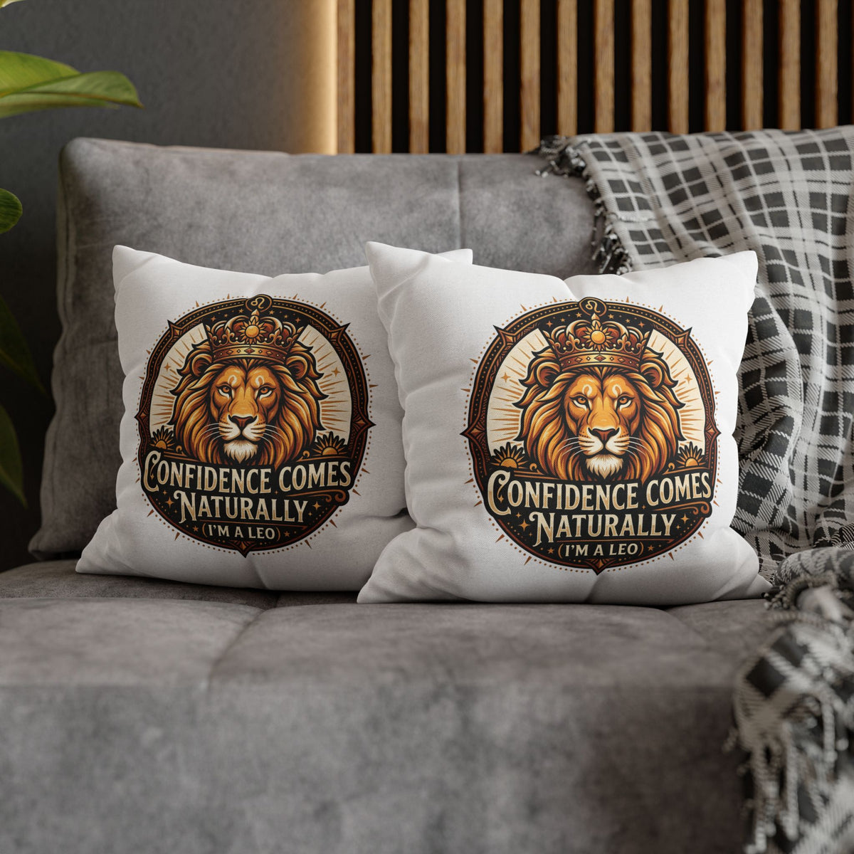 Leo Zodiac Confidence Comes Naturally Spun Polyester Square Pillowcase