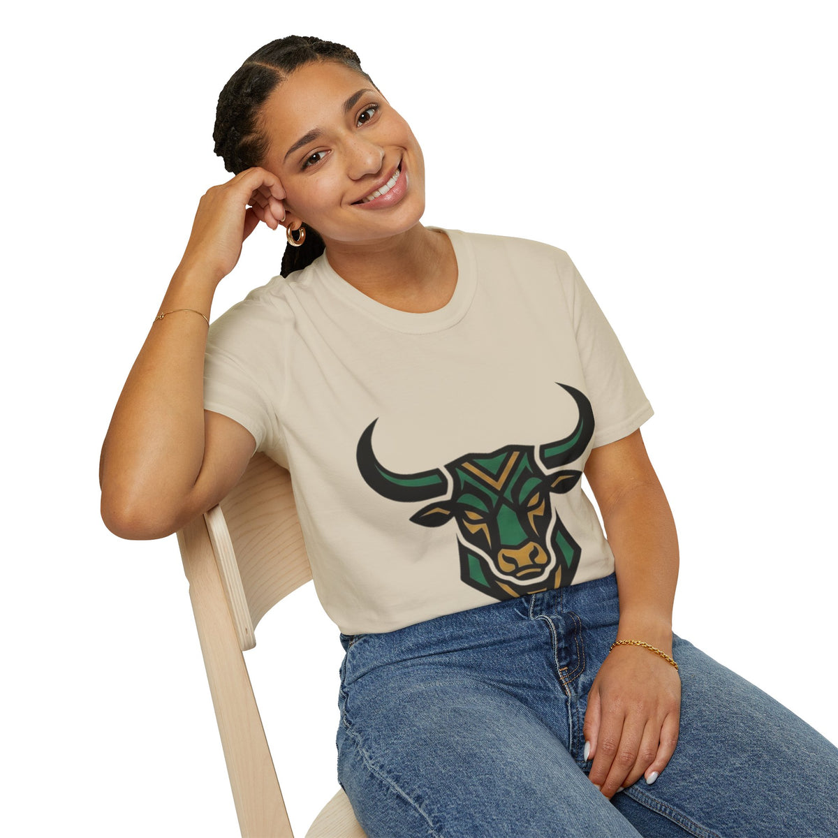 Taurus Bull Head T-Shirt — Geometric Tribal Bull Graphic Tee