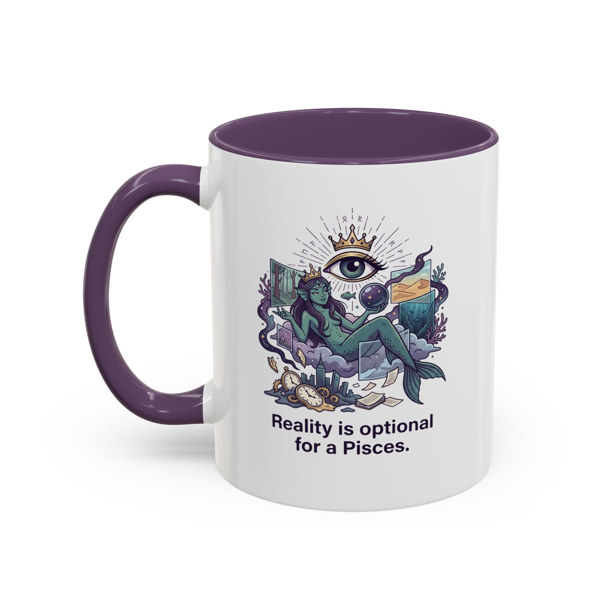 Pisces Zodiac Coffee Mug — "Reality is Optional for a Pisces" Accent Mug