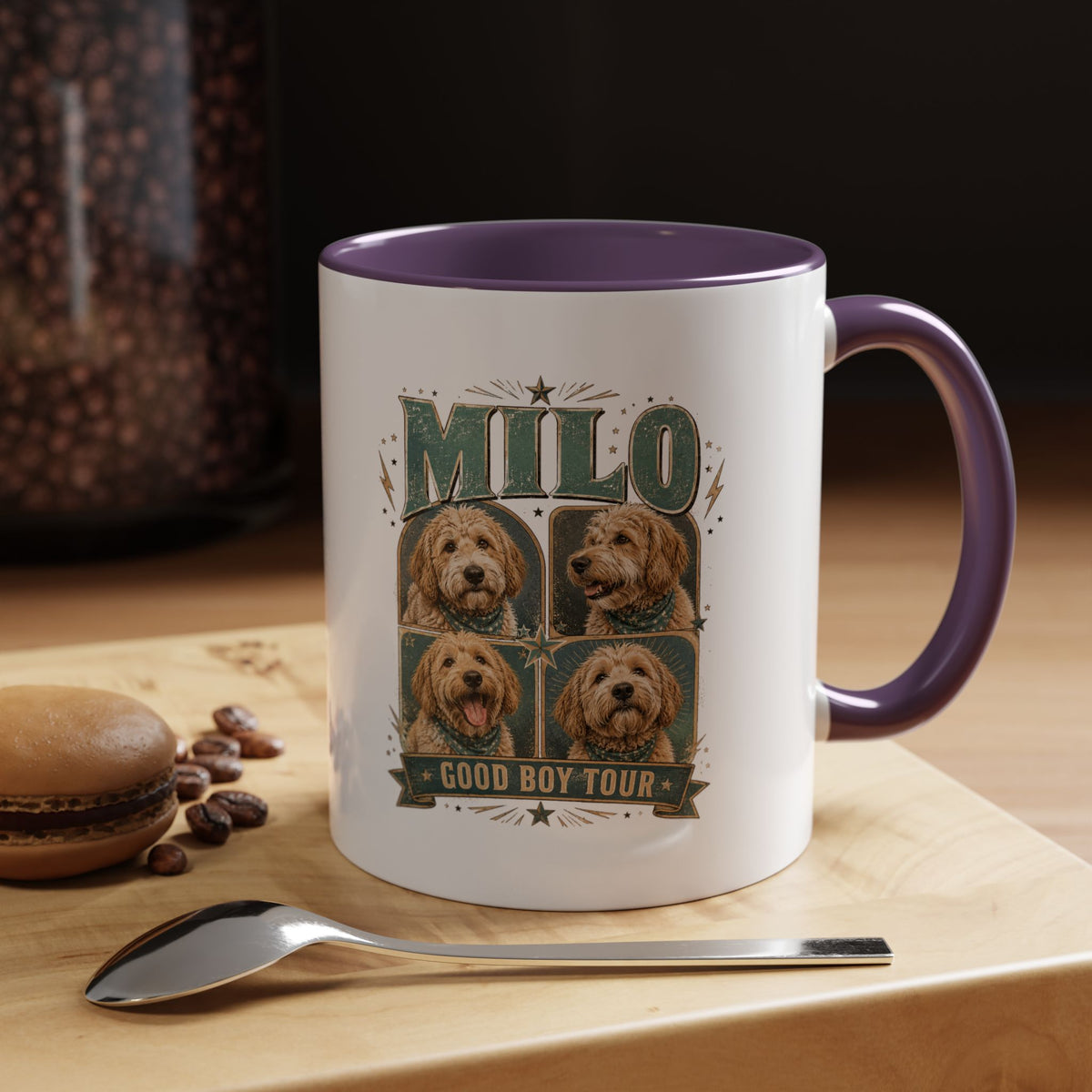 Milo Bailey Dog Dad Mom Milo 'Good Boy Tour' Accent Coffee Mug – Personalized Dog Lover Gift