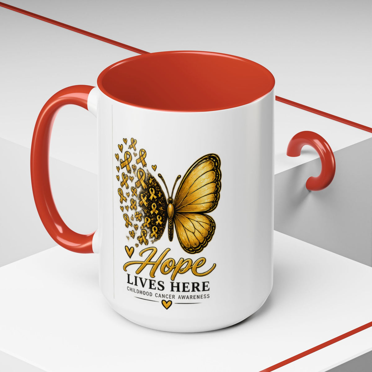 Hope Lives Here Childhood Cancer Awareness Accent Coffee Mug