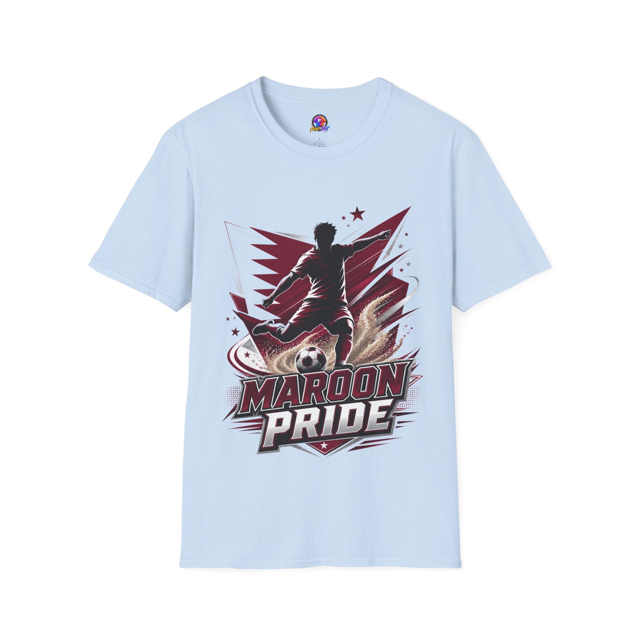 Qatar Maroon Pride Soccer T-Shirt — Silhouette Player Graphic Tee