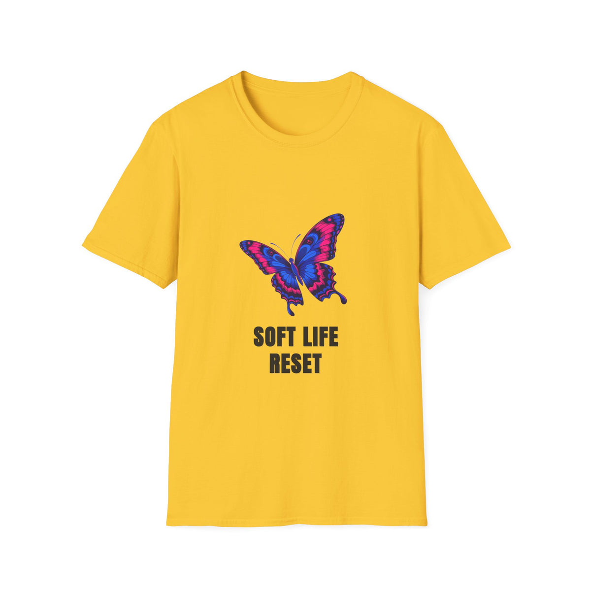 Butterfly 'Soft Life Reset' T-Shirt — Vibrant Pink & Blue Graphic Tee - Trending Now - August 2026