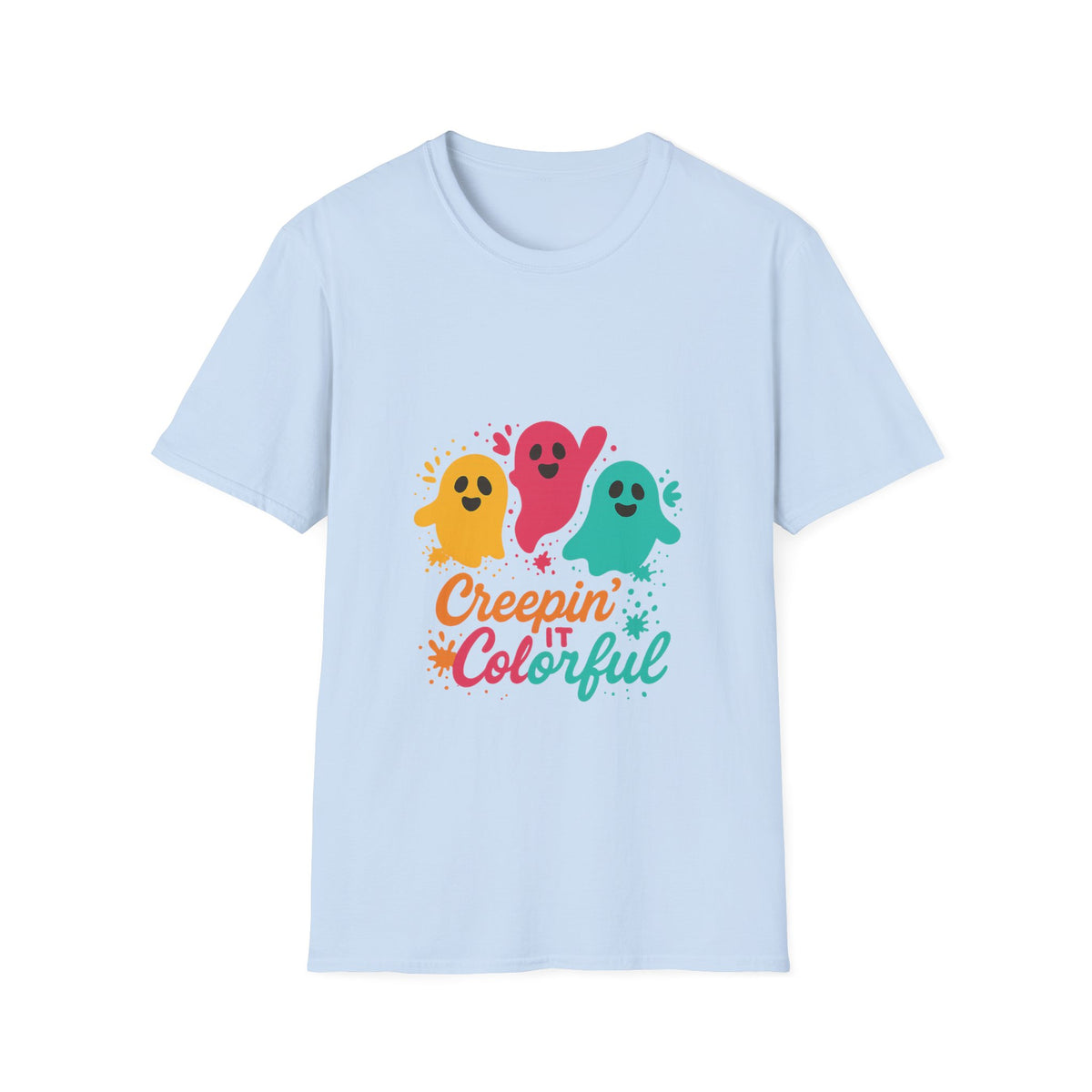 Colorful Creepin' Ghosts Tee — Cute Halloween Shirt - Trending Now - October 2026