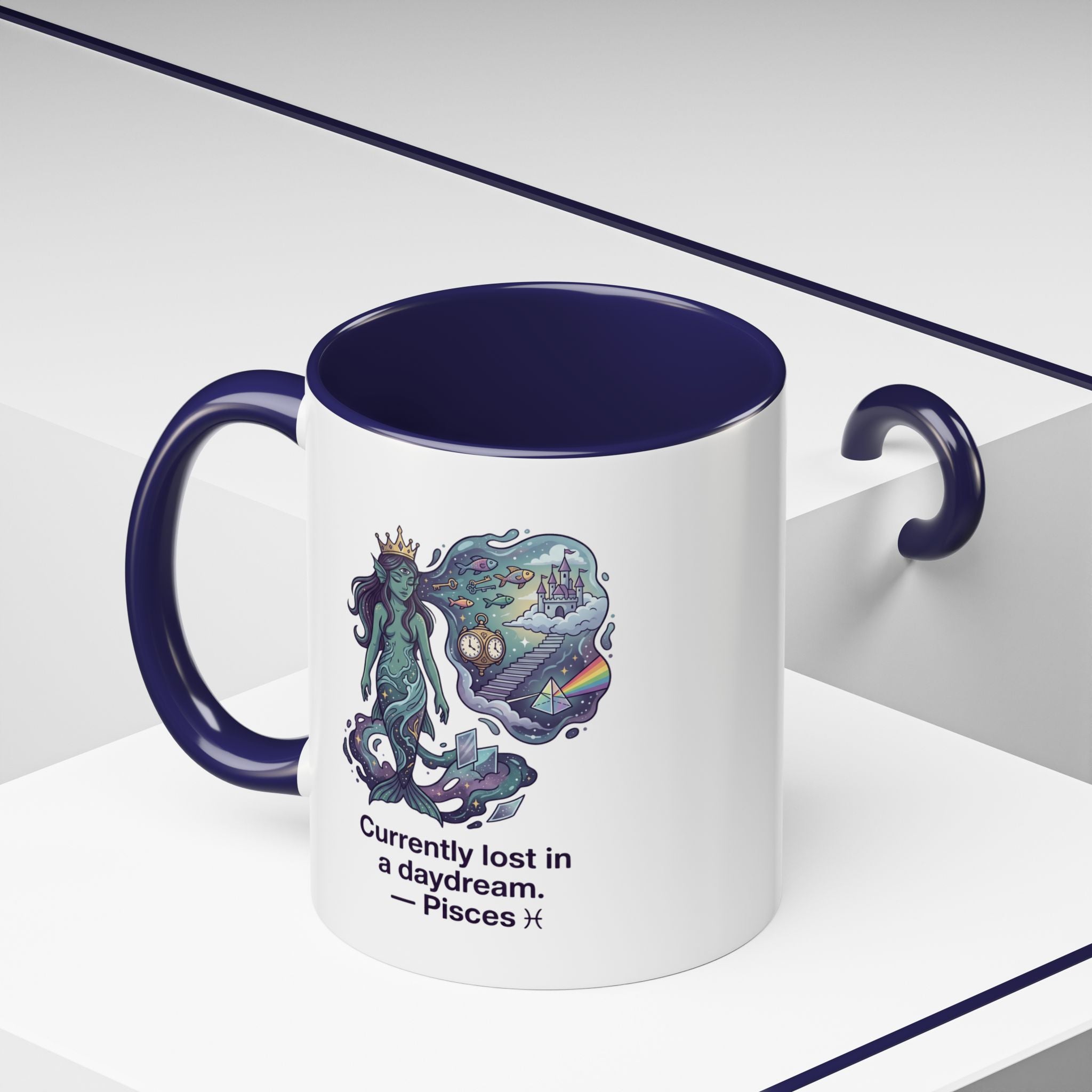 Pisces Daydream Accent Coffee Mug — "Currently lost in a daydream" Astrological Zodiac Gift