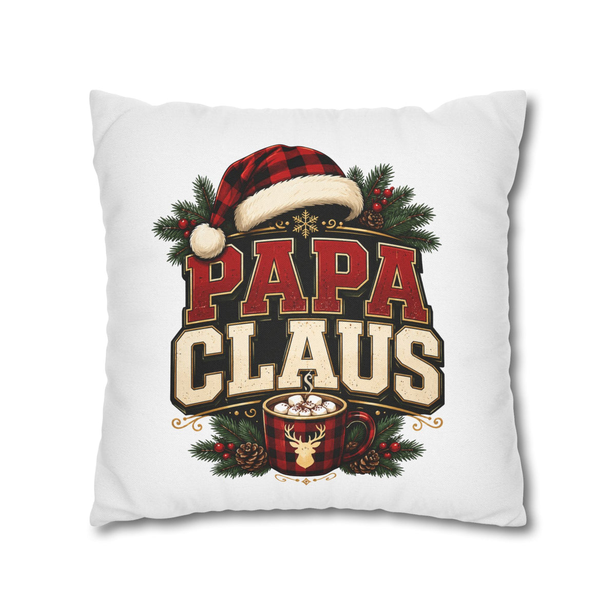 Christmas Papa Claus Holiday Pillowcase — Festive Christmas Cushion Cover for Dad