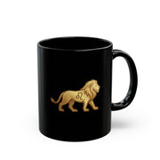 Leo Zodiac Lion Black Mug — Gold Astrology Coffee Cup
