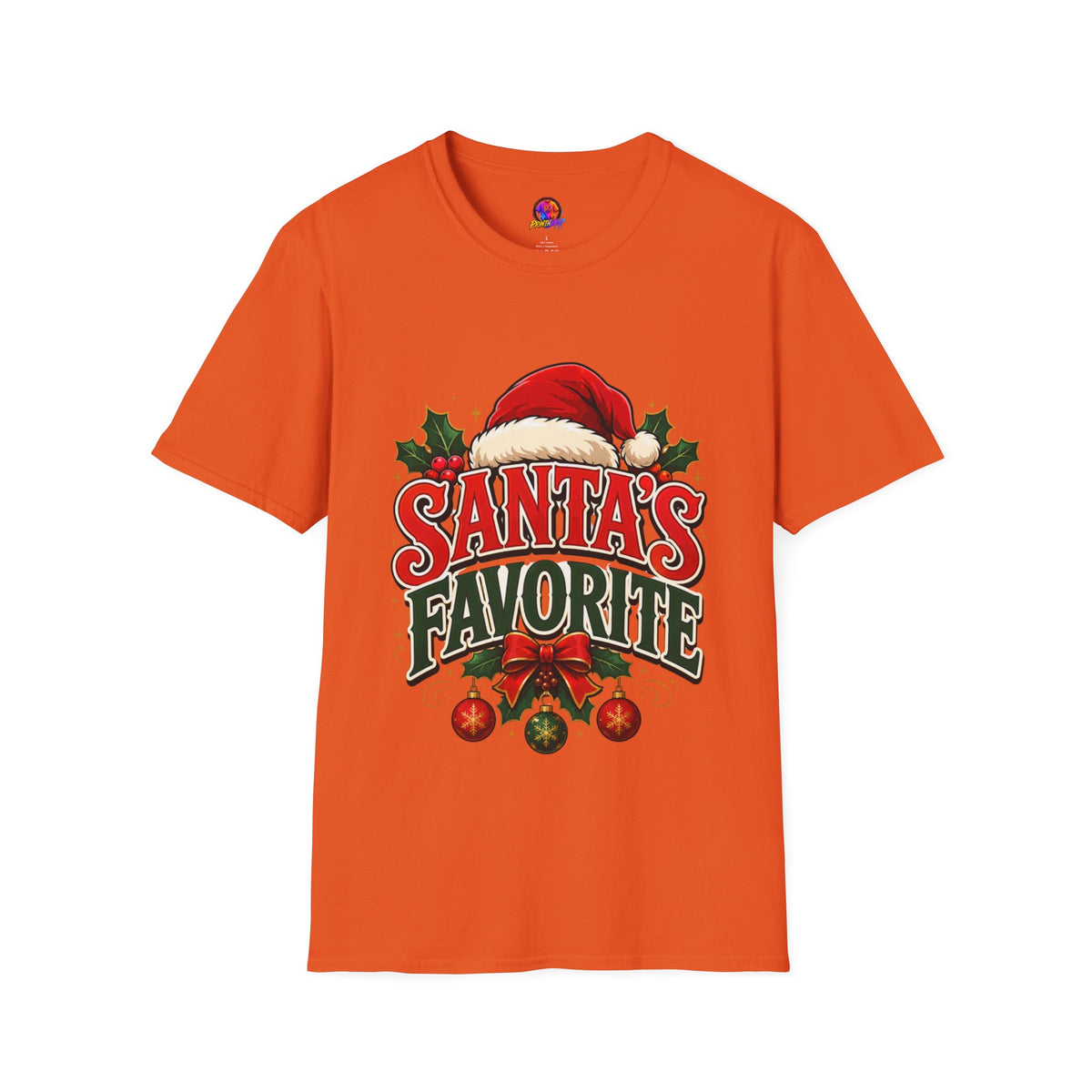 Santa's Favorite T-Shirt — Festive Christmas Tee with Santa Hat & Holly