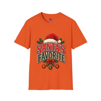 Santa's Favorite T-Shirt — Festive Christmas Tee with Santa Hat & Holly