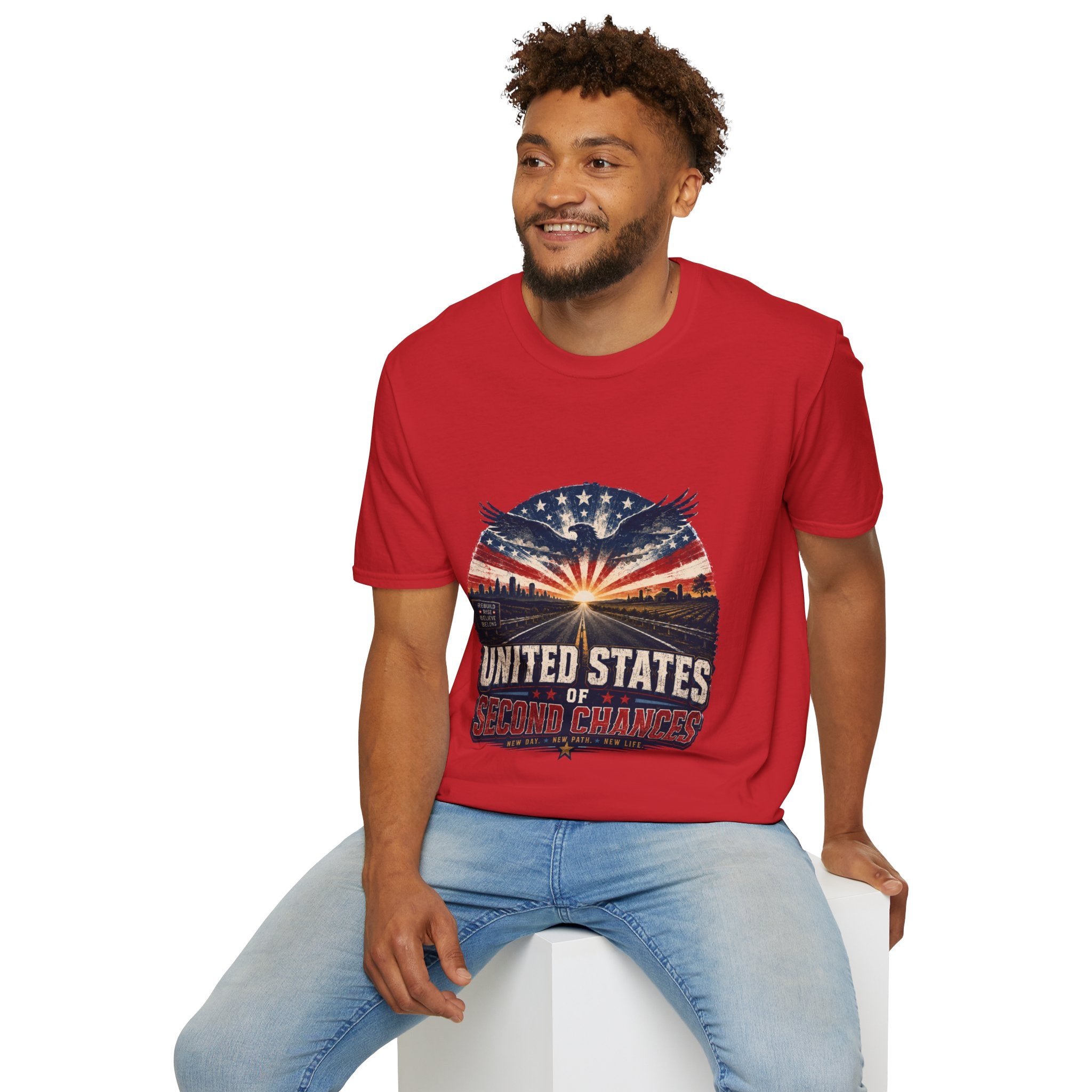 Patriotic Eagle T-Shirt — United States Skyline Vintage Flag Design